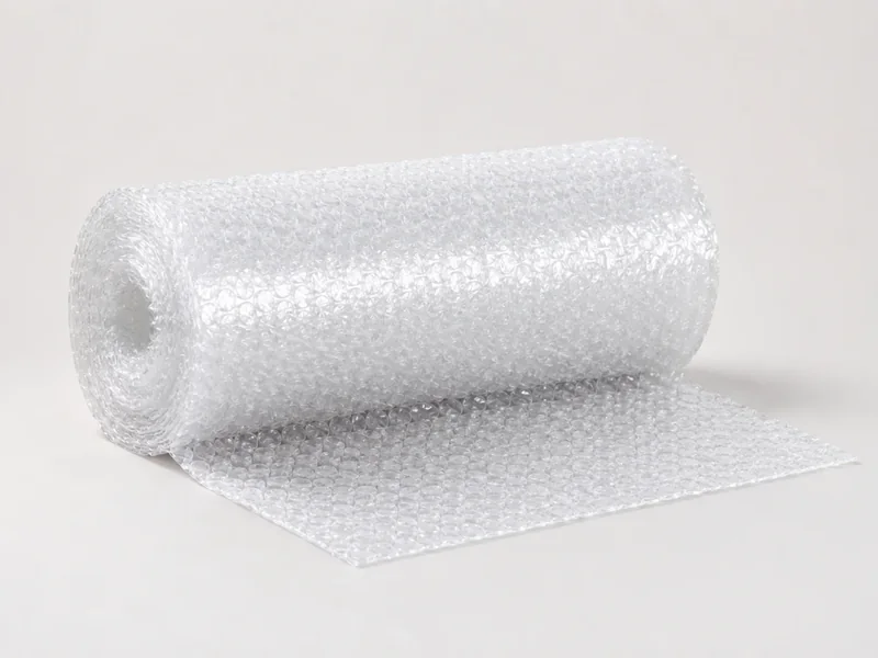 Roll of bubble wrap in studio product photo