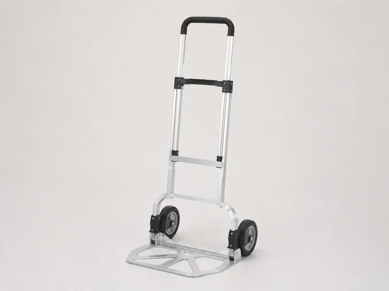 Foldable aluminium hand truck shown as a realistic illustrative studio image