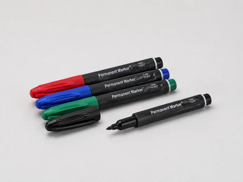 Permanent markers shown as a realistic illustrative studio image